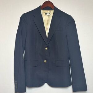 J Crew Pinstripe Wool Blazer Navy Blue Womens Jacket Two Button Sz 2 Style 24954